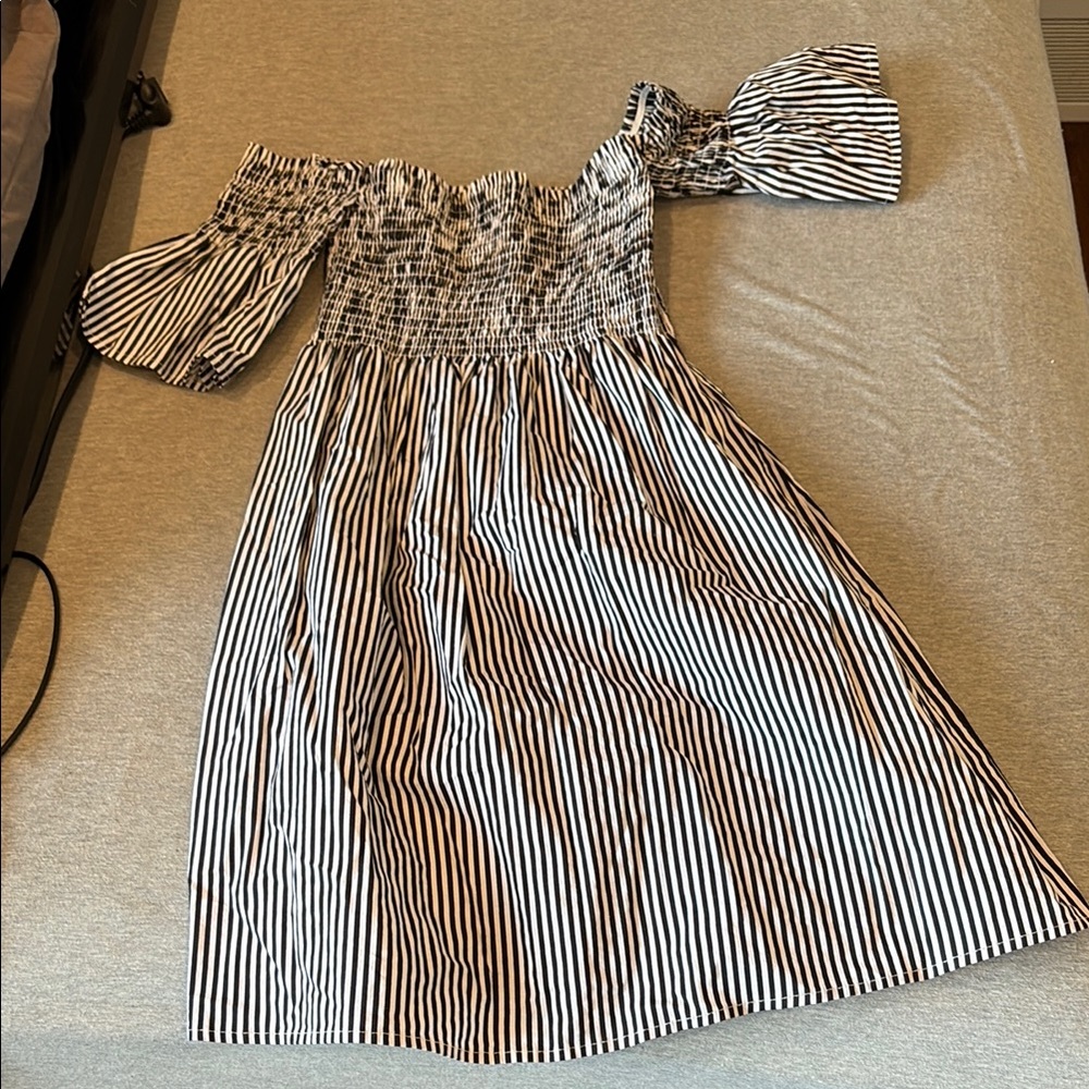 Stylish Black and White Striped Kids Dress